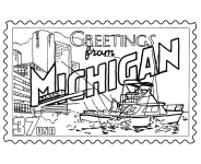 Michigan State Stamp coloring page