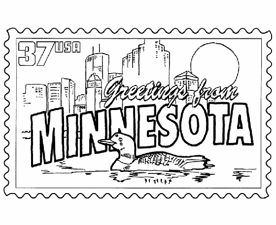  Minnesota State Stamp Coloring Page