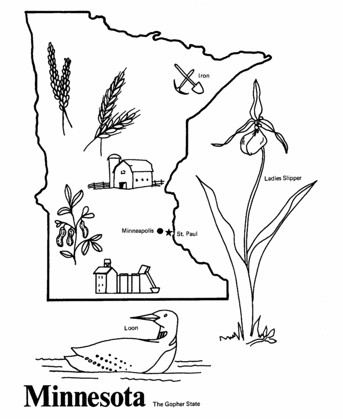  Minnesota State outline Coloring Page