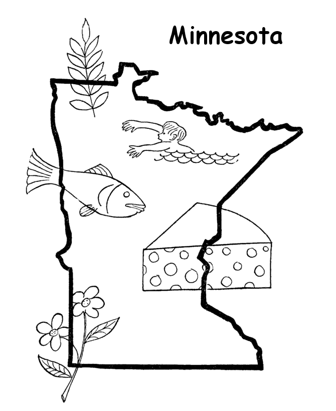  Minnesota State outline Coloring Page