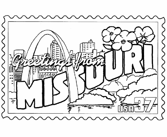  Missouri State Stamp Coloring Page