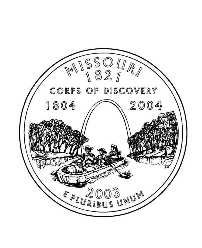USAPrintables Missouri State Quarter US States Coloring Pages