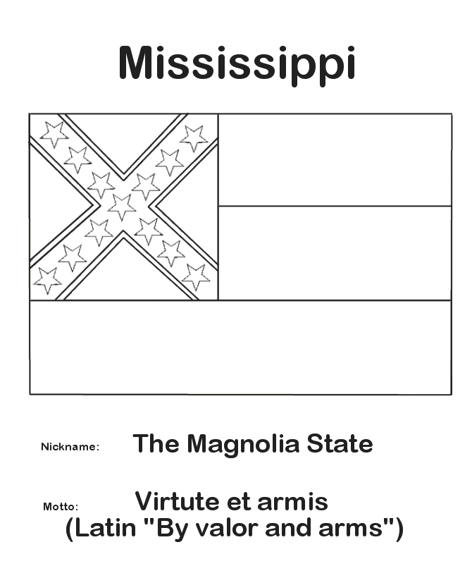  Mississippi State Flag Coloring Page
