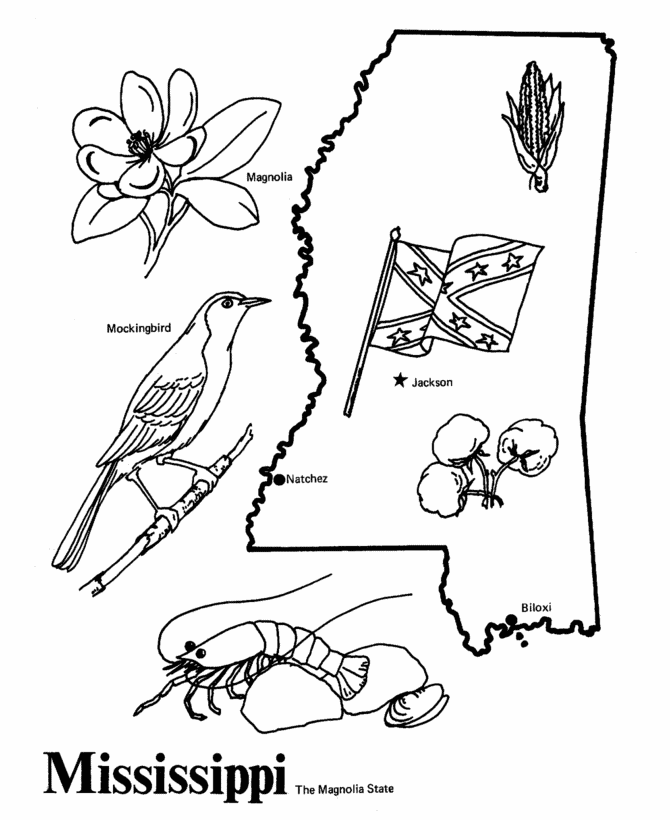  Mississippi State outline Coloring Page