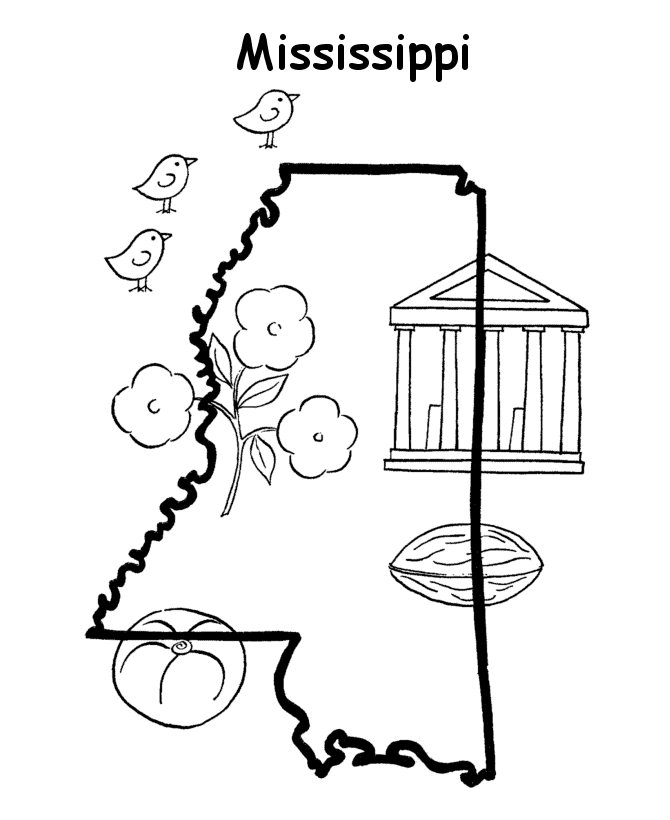  Mississippi State outline Coloring Page