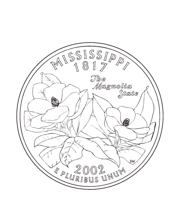  Mississippi State Quarter Coloring Page