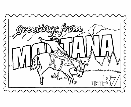  Montana State Stamp Coloring Page