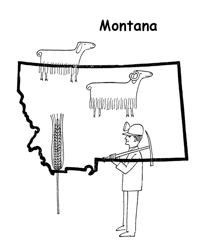  Montana State outline Coloring Page