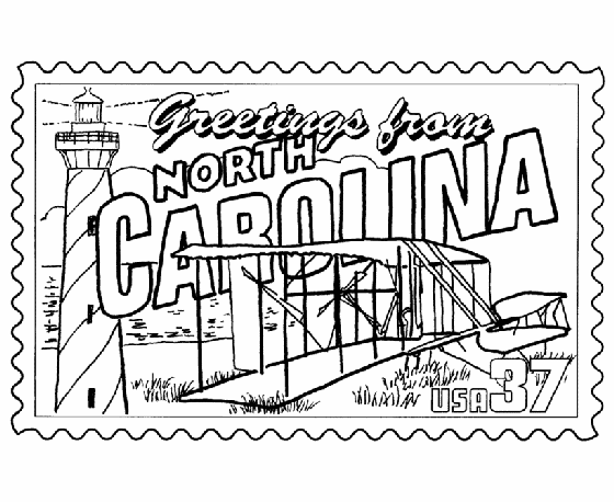  North Carolina State Stamp Coloring Page