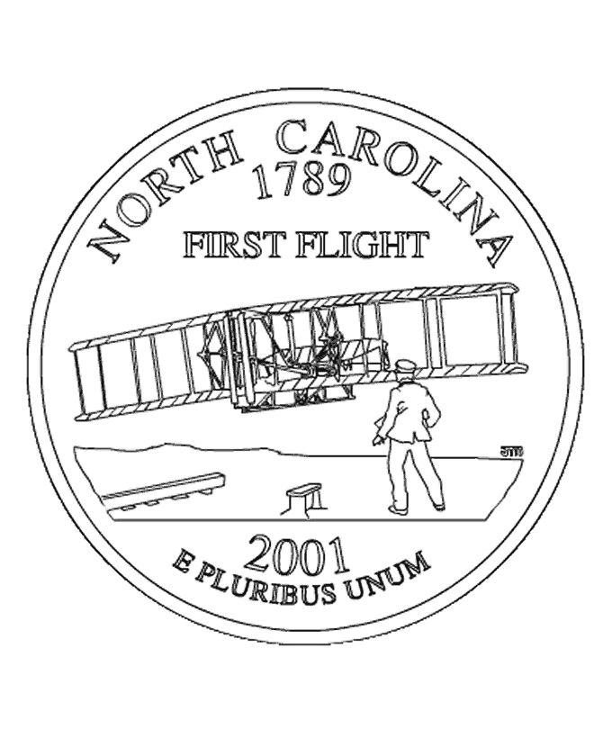  North Carolina State Quarter Coloring Page