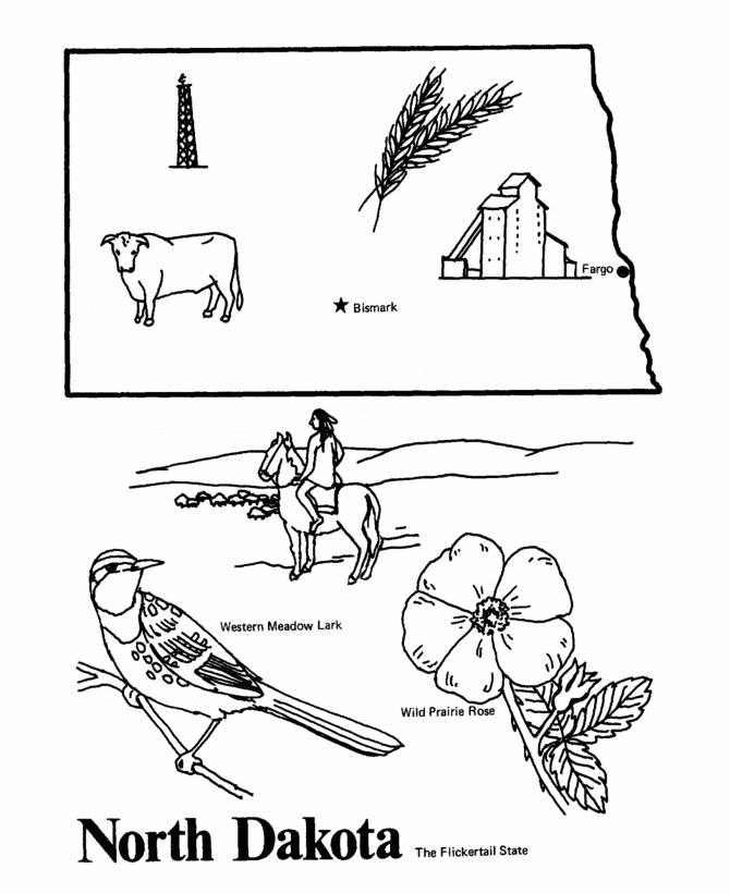  North Dakota State outline Coloring Page