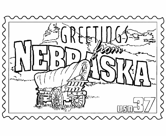  Nebraska State Stamp Coloring Page