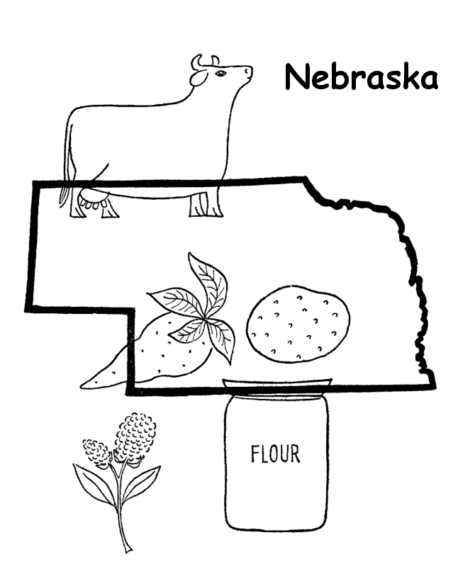  Nebraska State outline Coloring Page