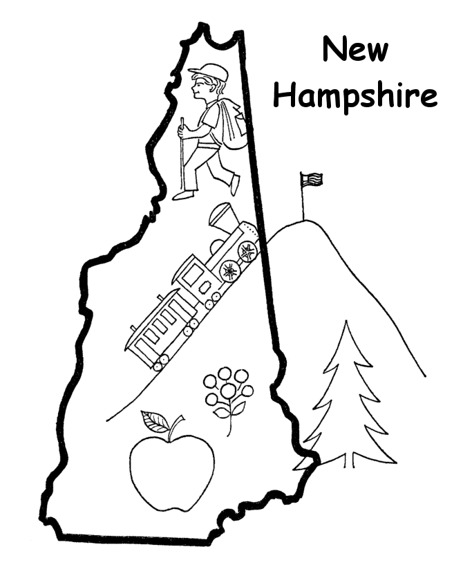  New Hampshire State outline Coloring Page