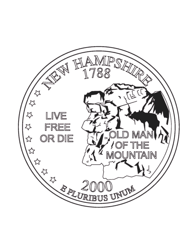  New Hampshire State Quarter Coloring Page