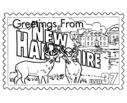 New Hampshire State Stamp coloring page