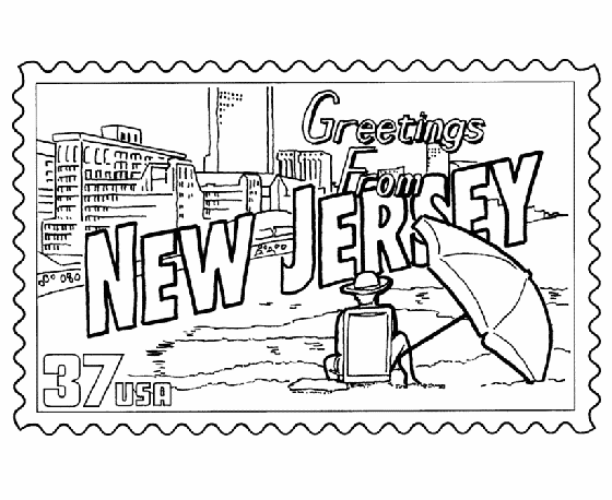  New Jersey State Stamp Coloring Page
