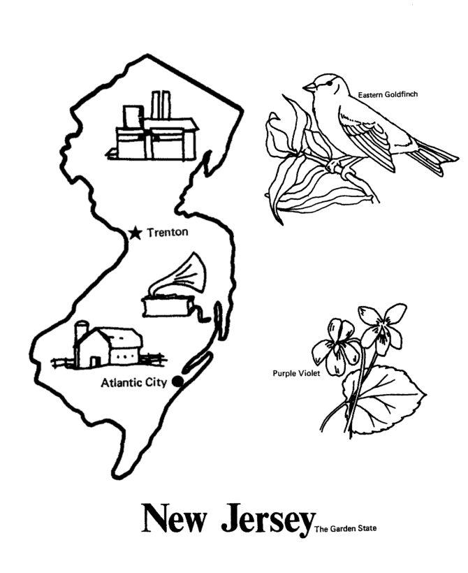  New Jersey State outline Coloring Page