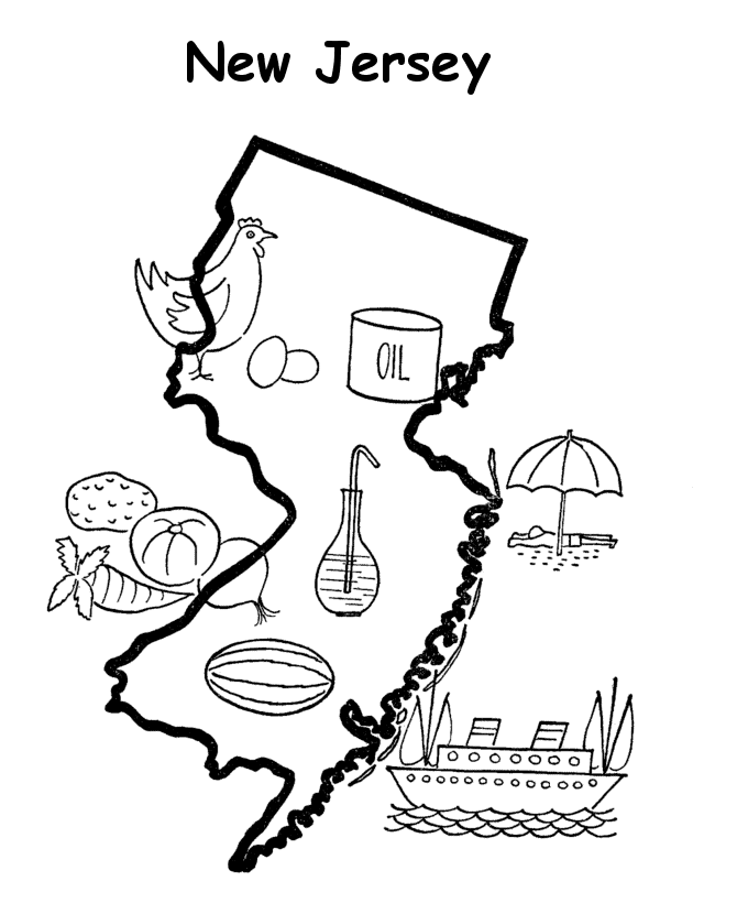  New Jersey State outline Coloring Page