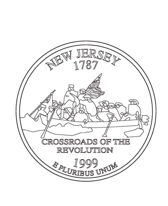 New Jersey State Quarter Coloring Page