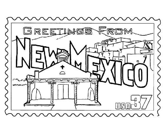 New Mexico State Stamp Coloring Page
