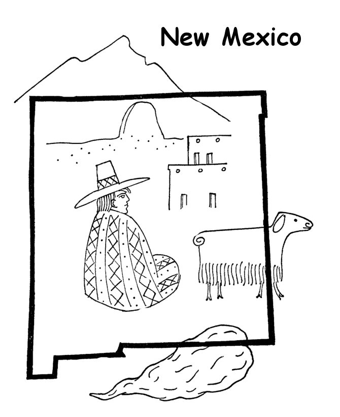  New Mexico State outline Coloring Page