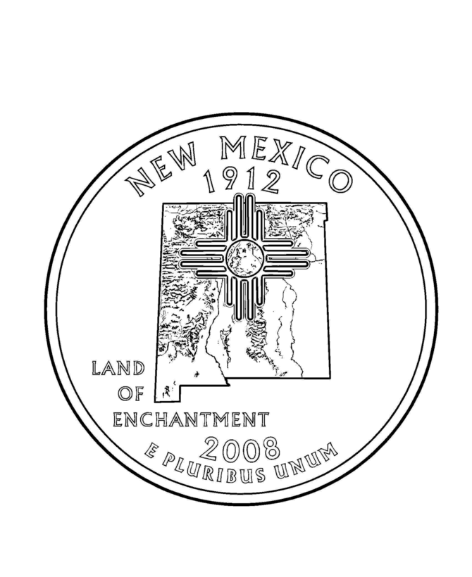  New Mexico State Quarter Coloring Page