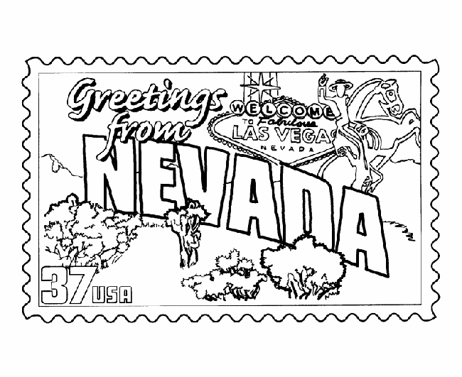  Nevada State Stamp Coloring Page