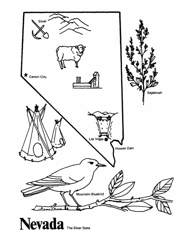  Nevada State outline Coloring Page