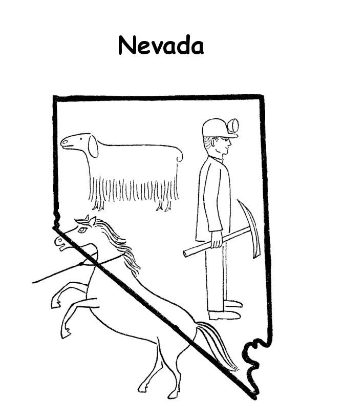  Nevada State outline Coloring Page