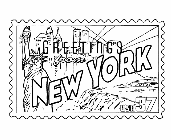  New York State Stamp Coloring Page
