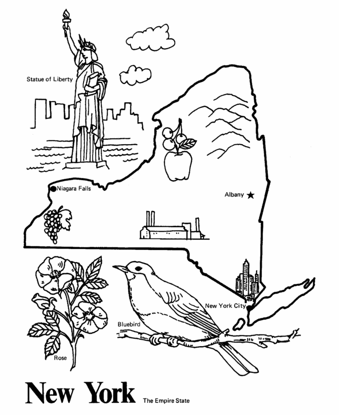  New York State outline Coloring Page