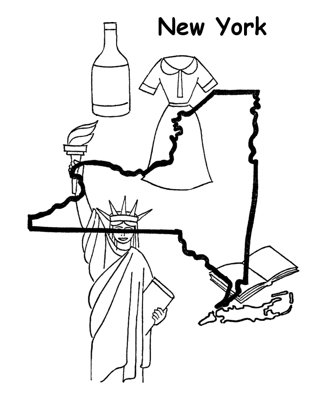  New York State outline Coloring Page