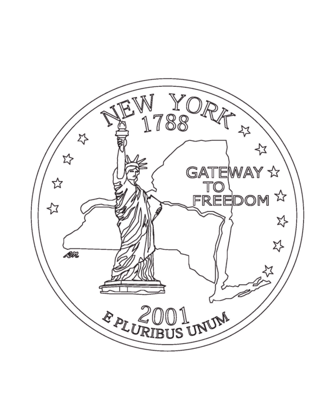  New York State Quarter Coloring Page