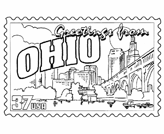  Ohio State Stamp Coloring Page