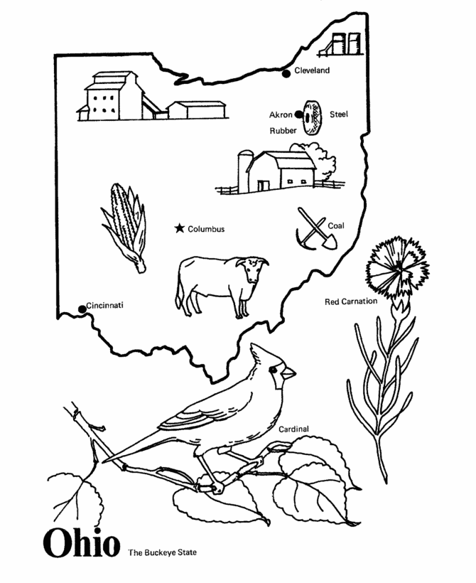 USAPrintables State outline shape and demographic map State of Ohio