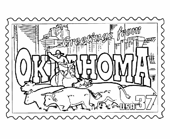  Oklahoma State Stamp Coloring Page