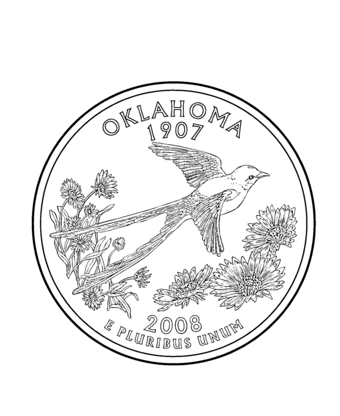 USAPrintables Oklahoma State Quarter US States Coloring Pages
