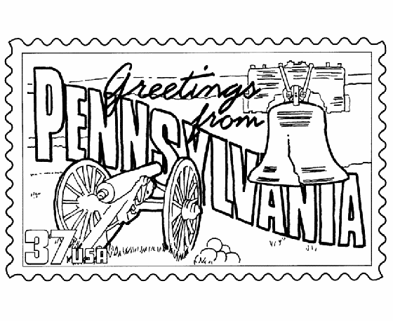  Pennsylvania State Stamp Coloring Page