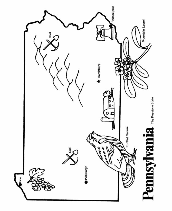  Pennsylvania State outline Coloring Page