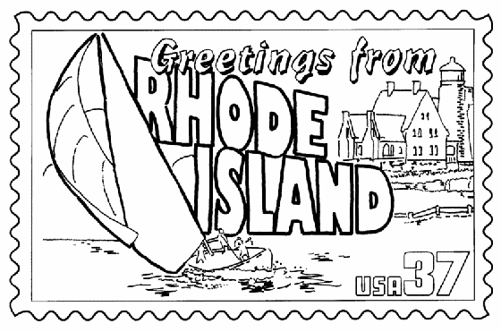  Rhode Island State Stamp Coloring Page