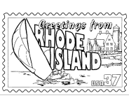 Rhode Island State Stamp coloring page