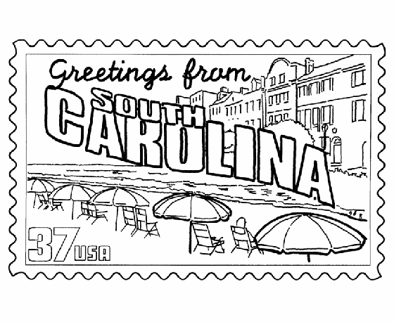  South Carolina State Stamp Coloring Page