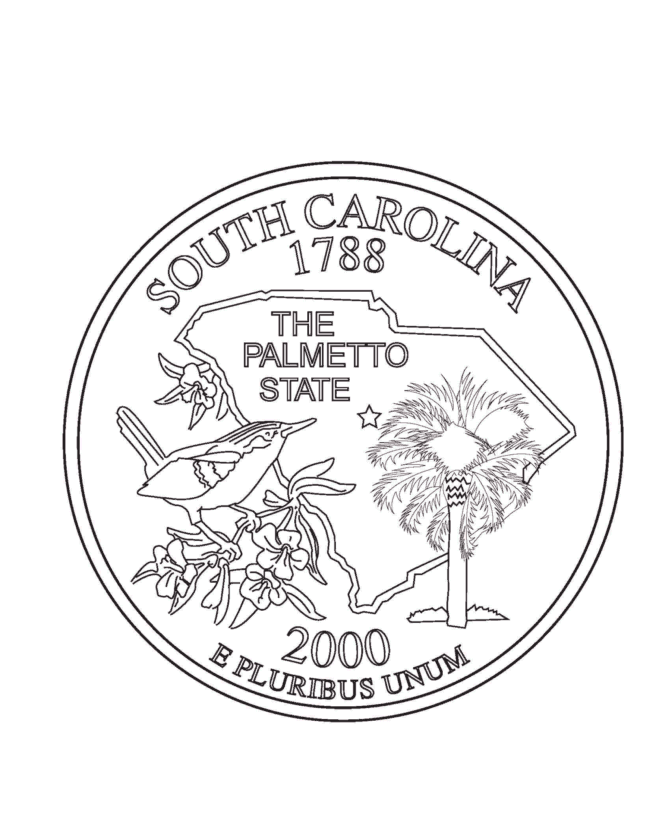  South Carolina State Quarter Coloring Page
