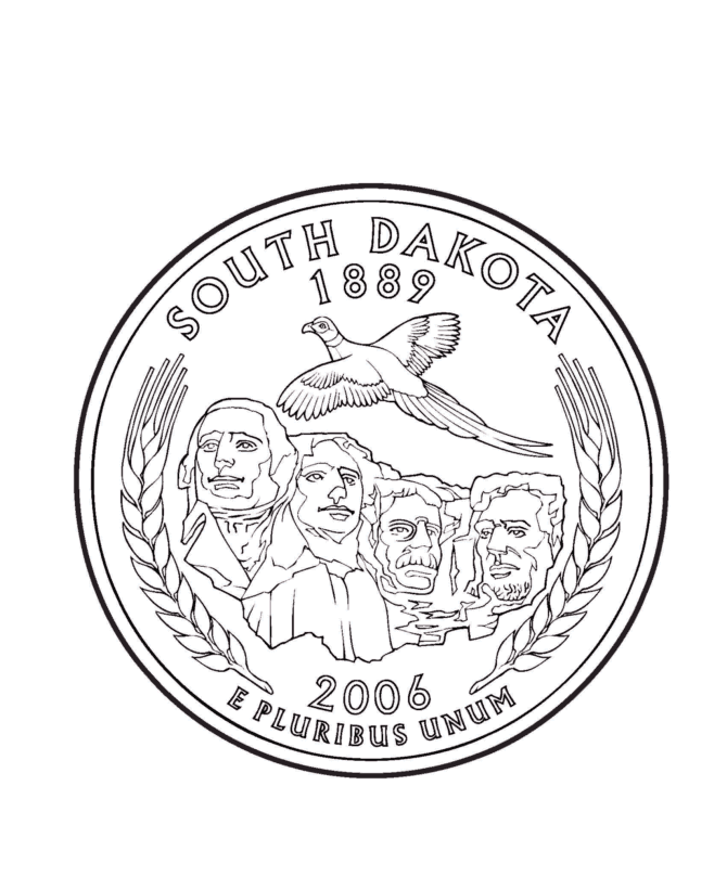  South Dakota State Quarter Coloring Page