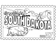 South Dakota State Stamp coloring page