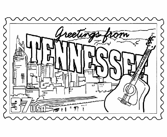  Tennessee State Stamp Coloring Page