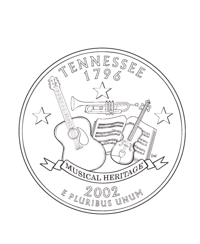  Tennessee State Quarter Coloring Page
