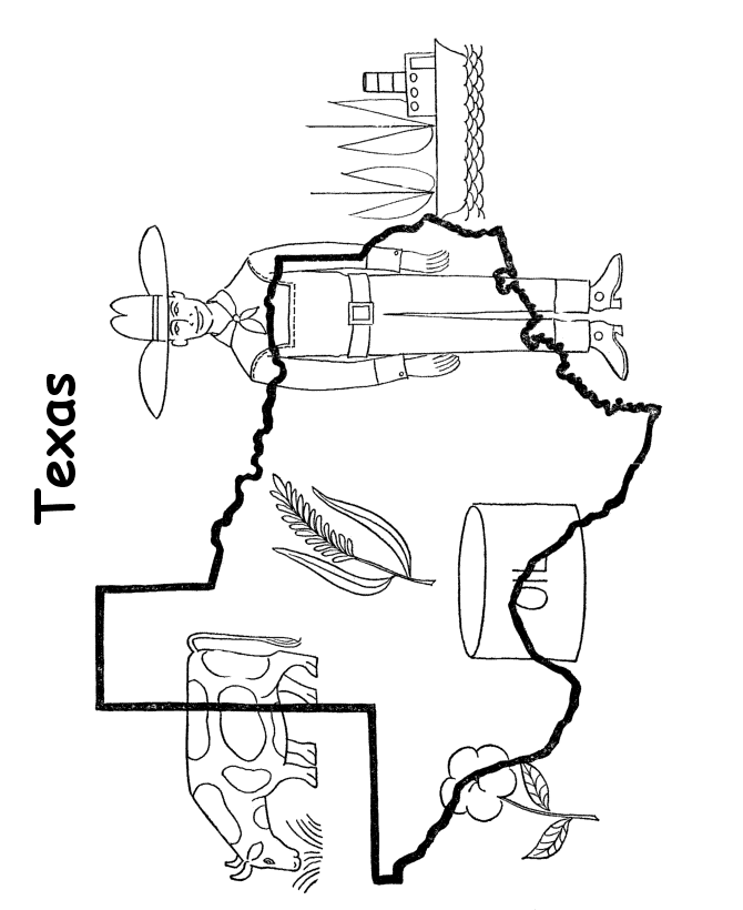  Texas State outline Coloring Page