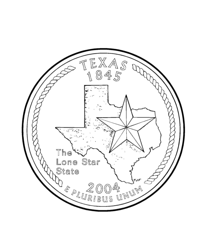  Texas State Quarter Coloring Page